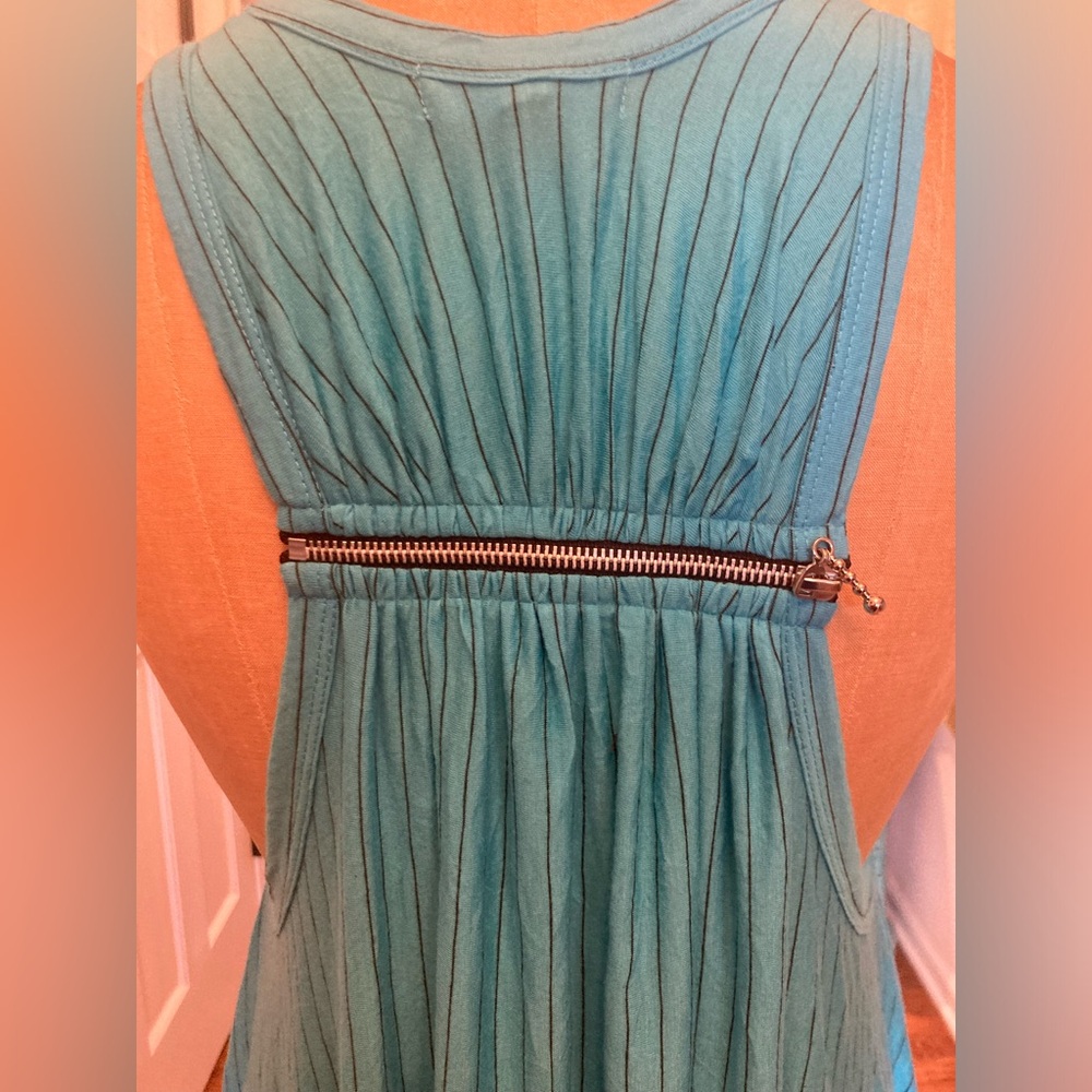 COMFY USA Dress Handkerchief Hem TURQUOISE Crinkle Poly Rayon L Worn onc… - Picture 4 of 13